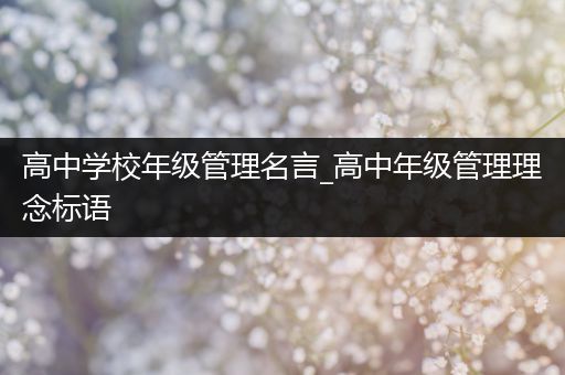 高中学校年级管理名言_高中年级管理理念标语