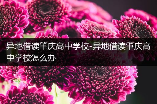 异地借读肇庆高中学校-异地借读肇庆高中学校怎么办