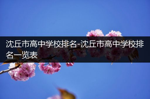 沈丘市高中学校排名-沈丘市高中学校排名一览表