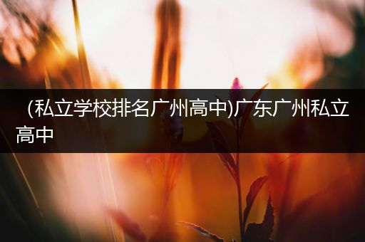 （私立学校排名广州高中)广东广州私立高中