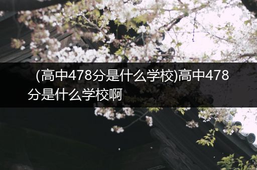 （高中478分是什么学校)高中478分是什么学校啊