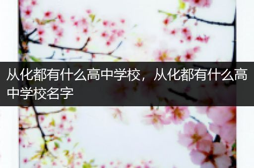 从化都有什么高中学校，从化都有什么高中学校名字