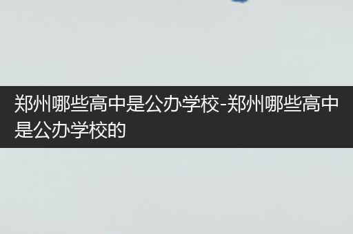 郑州哪些高中是公办学校-郑州哪些高中是公办学校的