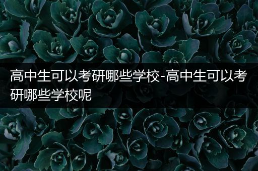 高中生可以考研哪些学校-高中生可以考研哪些学校呢