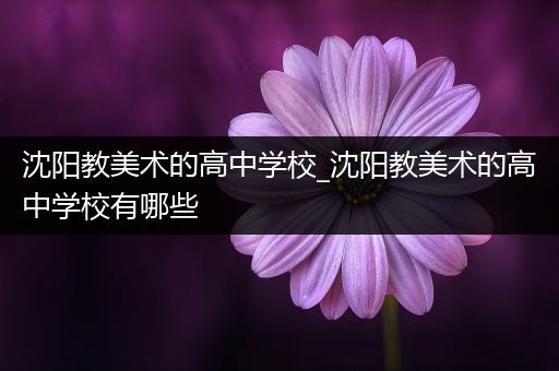 沈阳教美术的高中学校_沈阳教美术的高中学校有哪些