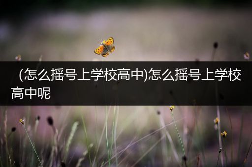 （怎么摇号上学校高中)怎么摇号上学校高中呢