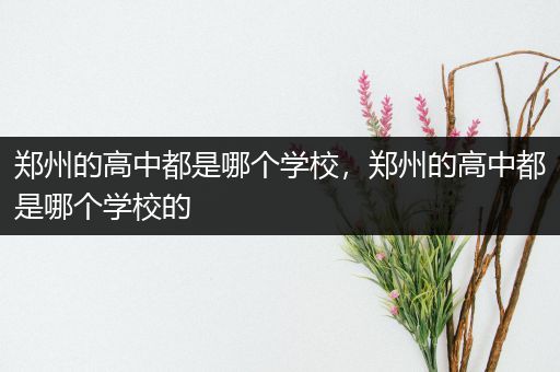 郑州的高中都是哪个学校，郑州的高中都是哪个学校的