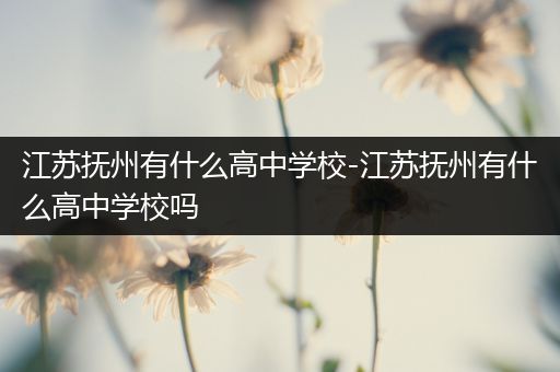 江苏抚州有什么高中学校-江苏抚州有什么高中学校吗