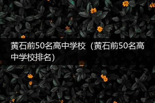 黄石前50名高中学校（黄石前50名高中学校排名）