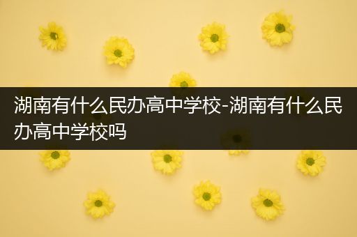 湖南有什么民办高中学校-湖南有什么民办高中学校吗