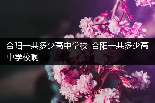 合阳一共多少高中学校-合阳一共多少高中学校啊