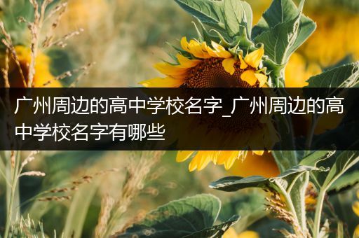 广州周边的高中学校名字_广州周边的高中学校名字有哪些
