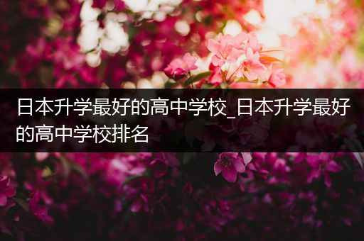 日本升学最好的高中学校_日本升学最好的高中学校排名