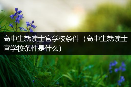 高中生就读士官学校条件（高中生就读士官学校条件是什么）