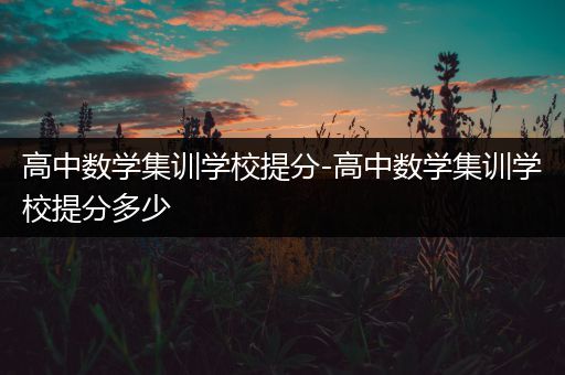 高中数学集训学校提分-高中数学集训学校提分多少
