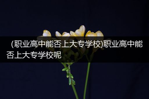 （职业高中能否上大专学校)职业高中能否上大专学校呢