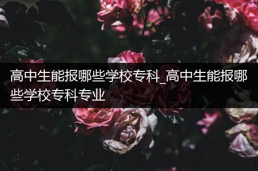 高中生能报哪些学校专科_高中生能报哪些学校专科专业