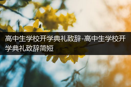 高中生学校开学典礼致辞-高中生学校开学典礼致辞简短