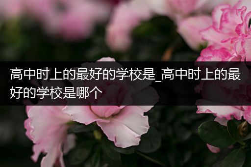 高中时上的最好的学校是_高中时上的最好的学校是哪个