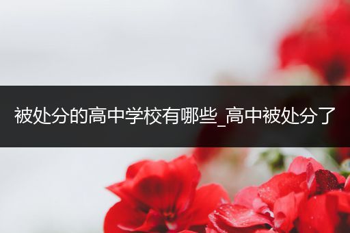 被处分的高中学校有哪些_高中被处分了