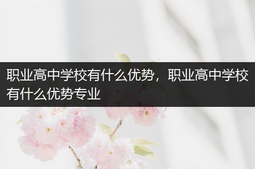 职业高中学校有什么优势，职业高中学校有什么优势专业