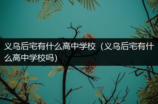 义乌后宅有什么高中学校（义乌后宅有什么高中学校吗）