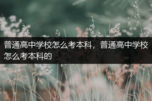 普通高中学校怎么考本科，普通高中学校怎么考本科的