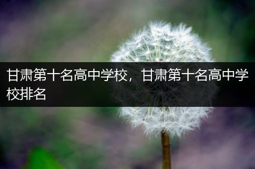 甘肃第十名高中学校，甘肃第十名高中学校排名