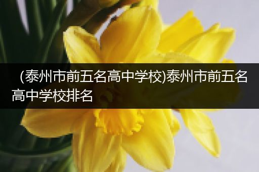（泰州市前五名高中学校)泰州市前五名高中学校排名