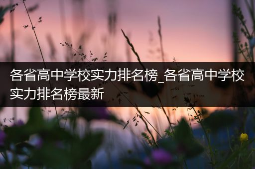 各省高中学校实力排名榜_各省高中学校实力排名榜最新