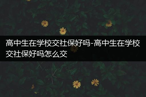 高中生在学校交社保好吗-高中生在学校交社保好吗怎么交