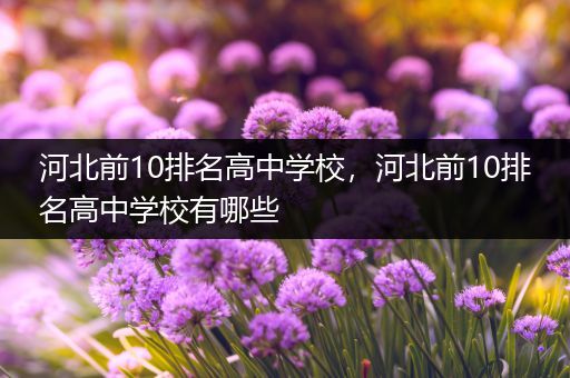河北前10排名高中学校，河北前10排名高中学校有哪些