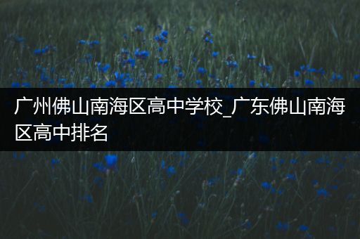 广州佛山南海区高中学校_广东佛山南海区高中排名