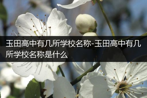 玉田高中有几所学校名称-玉田高中有几所学校名称是什么