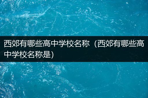西郊有哪些高中学校名称（西郊有哪些高中学校名称是）