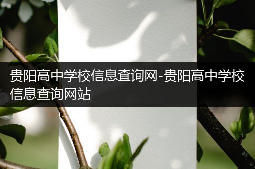 贵阳高中学校信息查询网-贵阳高中学校信息查询网站