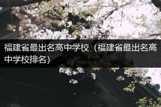 福建省最出名高中学校（福建省最出名高中学校排名）