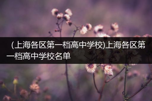 （上海各区第一档高中学校)上海各区第一档高中学校名单