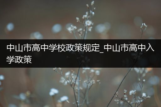 中山市高中学校政策规定_中山市高中入学政策