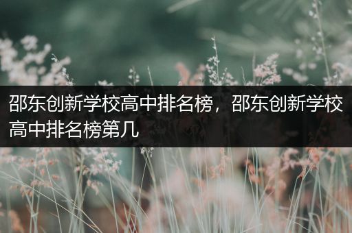 邵东创新学校高中排名榜，邵东创新学校高中排名榜第几