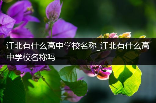 江北有什么高中学校名称_江北有什么高中学校名称吗