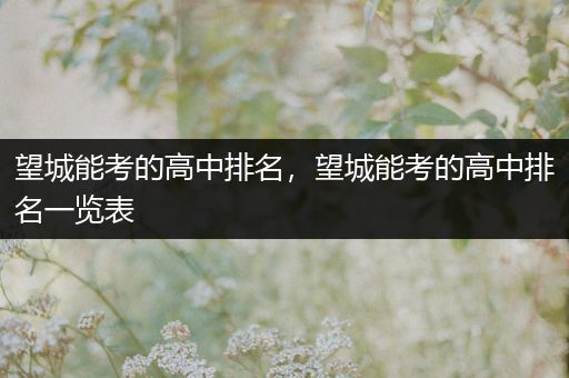 望城能考的高中排名，望城能考的高中排名一览表