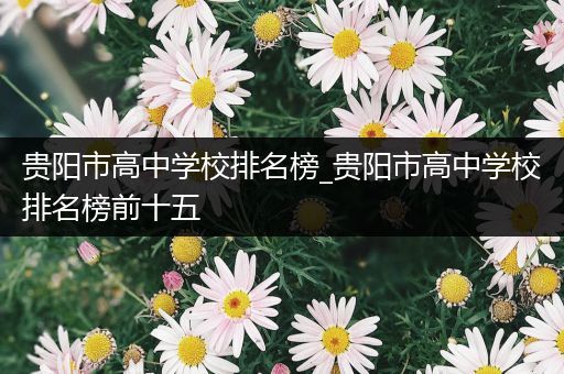贵阳市高中学校排名榜_贵阳市高中学校排名榜前十五