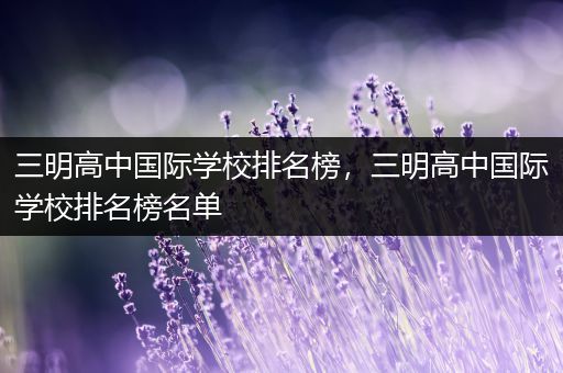 三明高中国际学校排名榜，三明高中国际学校排名榜名单