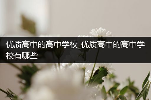 优质高中的高中学校_优质高中的高中学校有哪些