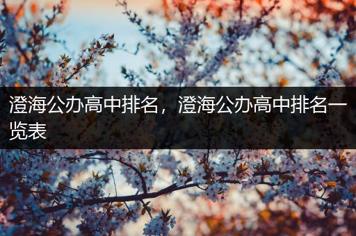 澄海公办高中排名，澄海公办高中排名一览表