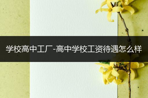 学校高中工厂-高中学校工资待遇怎么样