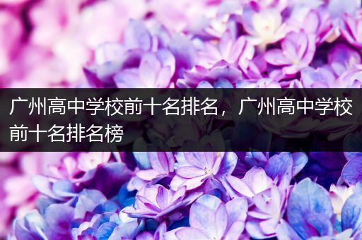 广州高中学校前十名排名，广州高中学校前十名排名榜