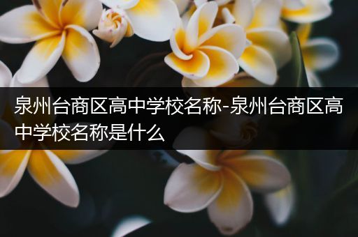 泉州台商区高中学校名称-泉州台商区高中学校名称是什么