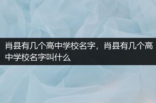 肖县有几个高中学校名字，肖县有几个高中学校名字叫什么
